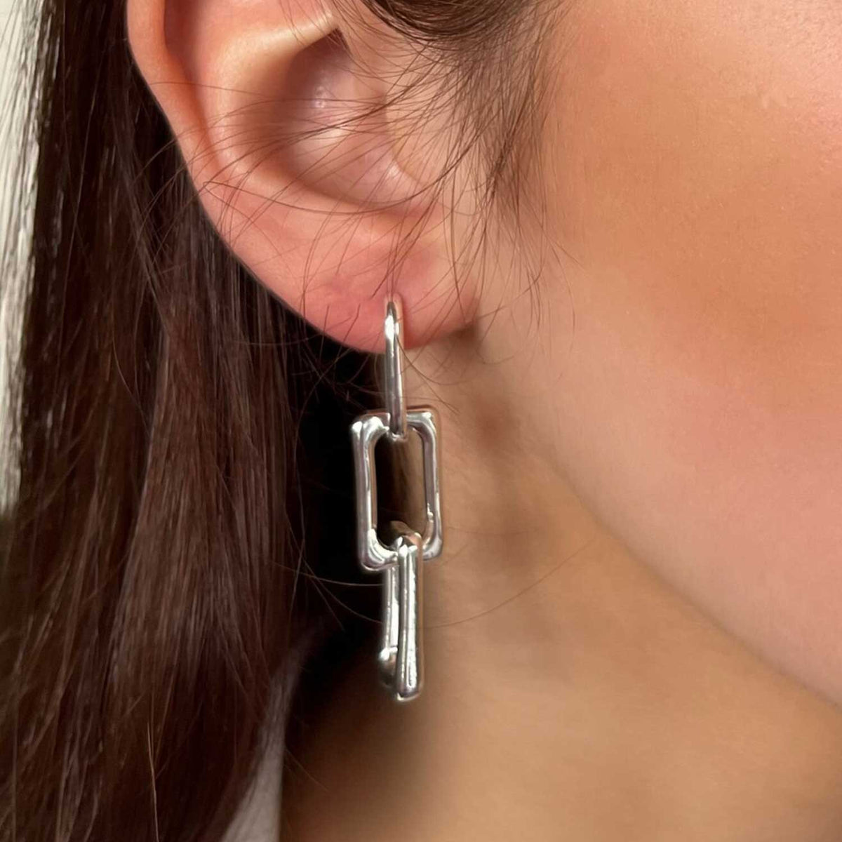 Absolute Chunky Link Earrings, Silver