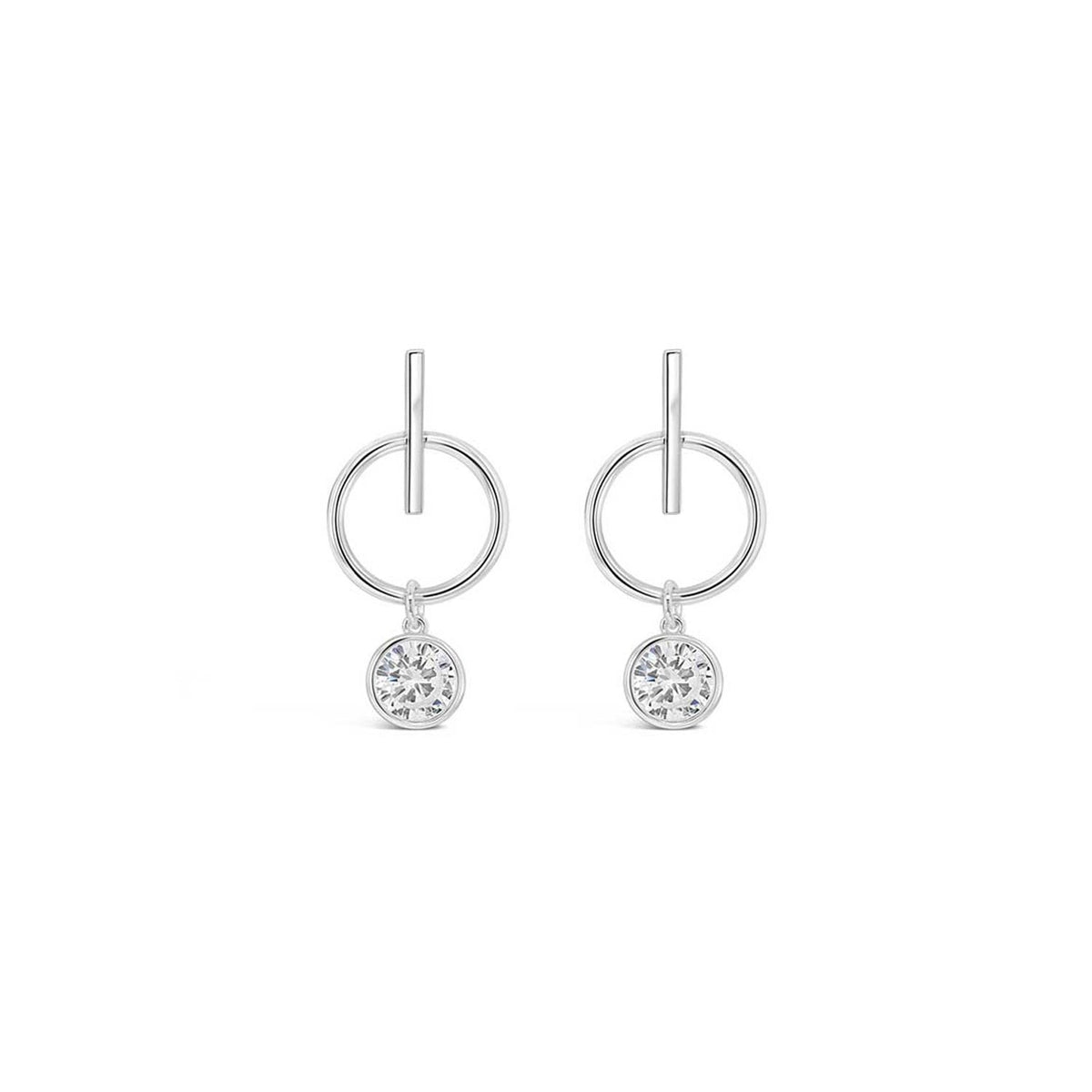 Absolute T-Bar CZ Earrings, Silver
