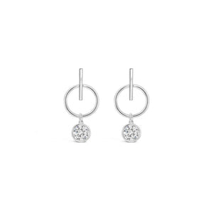 Absolute T-Bar CZ Earrings, Silver