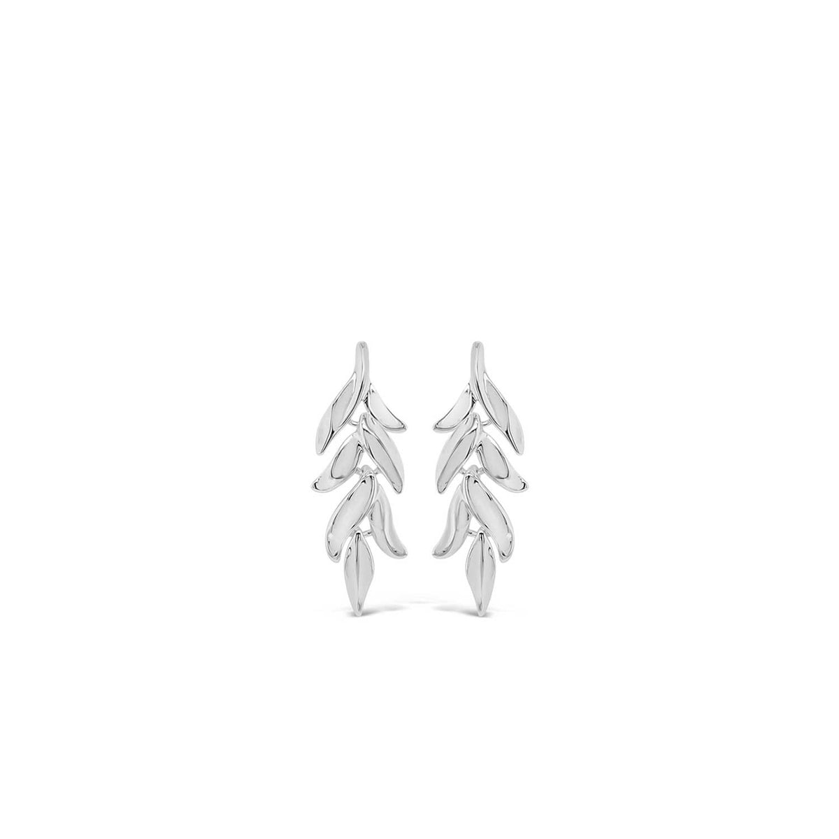 Absolute Leaf Drop Earrings, Silver