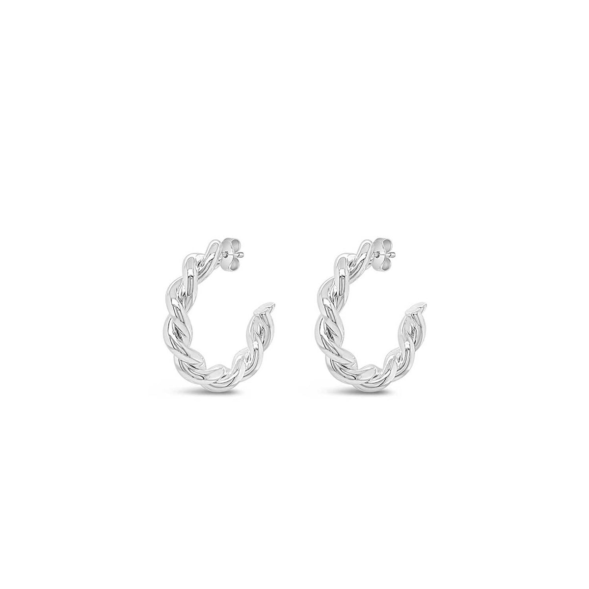 Absolute Chunky Twist Hoop Earrings, Silver