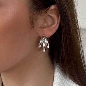 Absolute Triple Hoop Earrings, Silver
