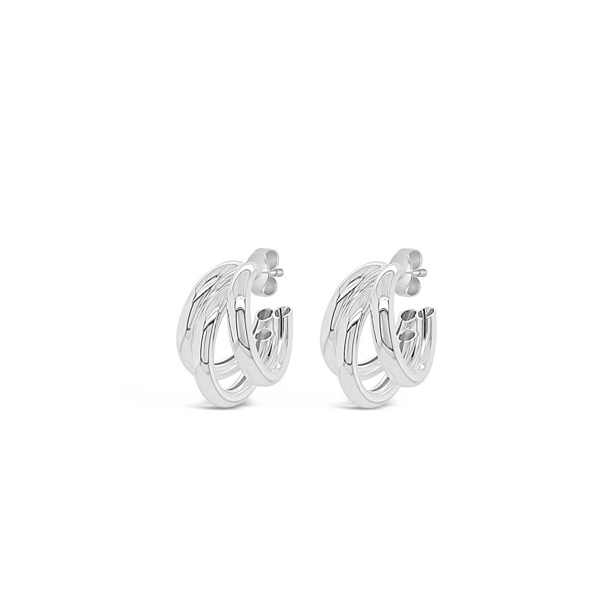 Absolute Triple Hoop Earrings, Silver