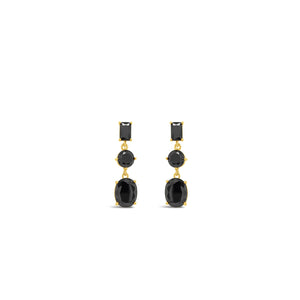 Absolute Elegant Onyx CZ Drop Earrings, Gold