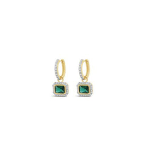 Absolute Emerald Charm Hoop Earrings, Gold