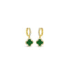 Absolute Emerald Petal Charm Hoop Earrings, Gold