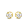 Absolute Half CZ Halo Stud Earrings, Gold