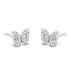 Absolute Kids CZ Butterfly Earrings, Silver