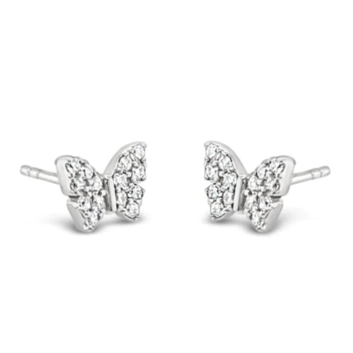 Absolute Kids CZ Butterfly Earrings, Silver