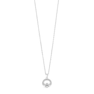 Absolute Kids CZ Claddagh Pendant Necklace, Silver