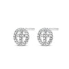 Absolute Kids CZ Cross in Circle Earrings, Silver