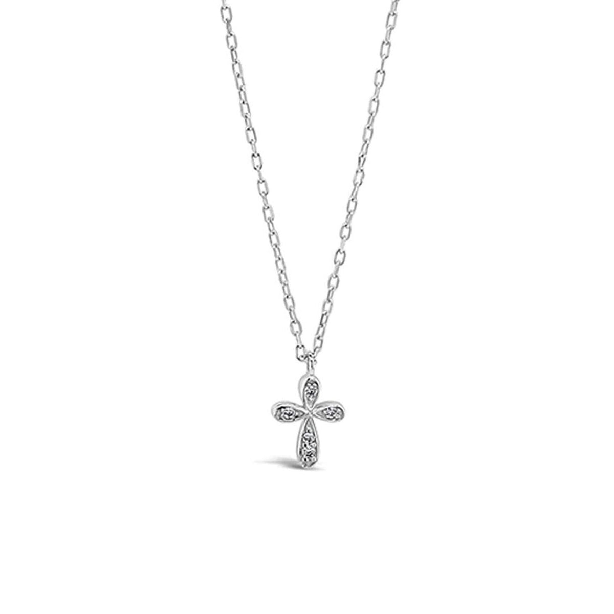 Absolute Kids CZ Cross Necklace, Silver