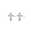 Absolute Kids CZ Cross Stud Earrings, Silver