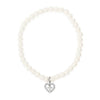 Absolute Kids CZ Heart & Cross Pendant Pearl Bracelet, Silver