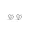 Absolute Kids CZ Heart Cross Stud Earrings, Silver