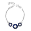 Absolute Midnight Blue Circle Trio Bracelet, Silver
