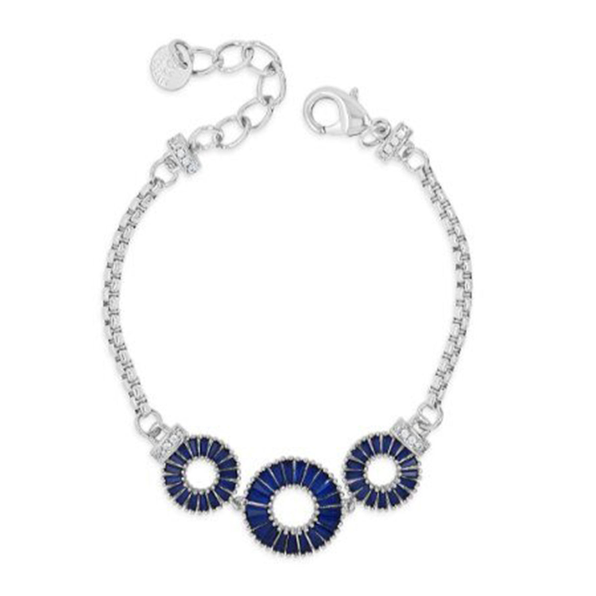 Absolute Midnight Blue Circle Trio Bracelet, Silver