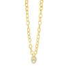 Absolute CZ Oval Disc Chain Link Necklace, Gold