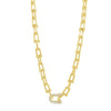 Absolute Oval CZ Link Necklace, Gold