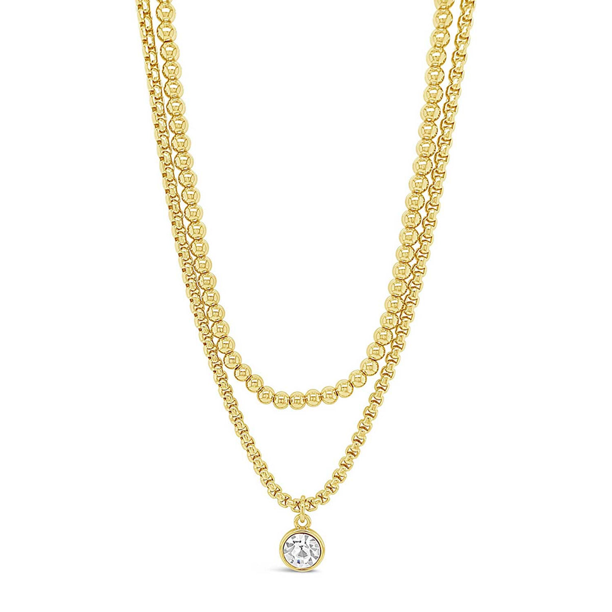Absolute Double Layer CZ Pendant Necklace, Gold