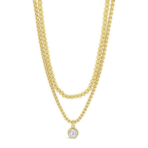 Absolute Double Layer CZ Pendant Necklace, Gold