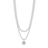 Absolute Double Layer CZ Pendant Necklace, Silver