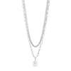 Absolute Double Layer Ball Pendant Necklace, Silver
