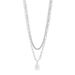 Absolute Double Layer Ball Pendant Necklace, Silver
