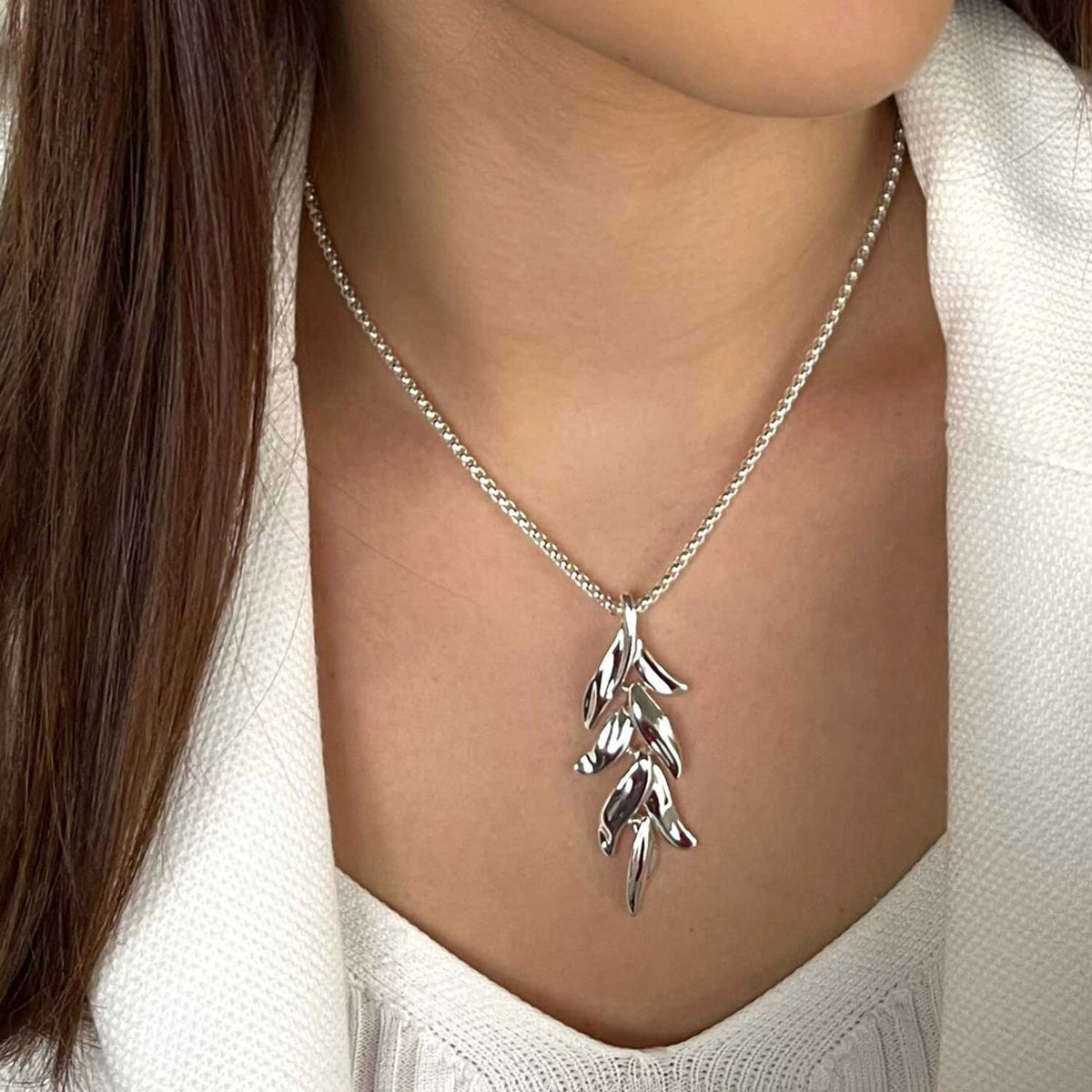 Absolute Leaf Pendant Necklace, Silver