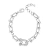 Absolute Oval CZ Link Bracelet, Silver