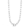 Absolute Oval CZ Link Necklace, Silver