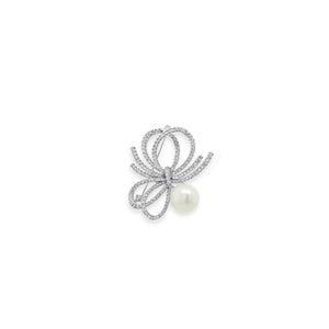 Absolute Pearl Bow Brooch, Silver