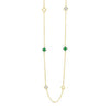 Absolute Pearl & CZ Emerald Petal Long Necklace, Gold