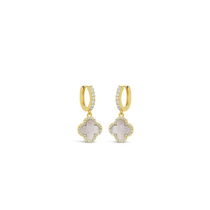 Absolute Pearl Petal Charm Hoop Earrings, Gold