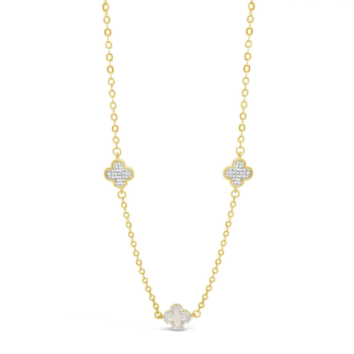 Absolute Pearl Petal & CZ Necklace, Gold