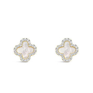 Absolute Pearl Petal Stud Earrings, Gold