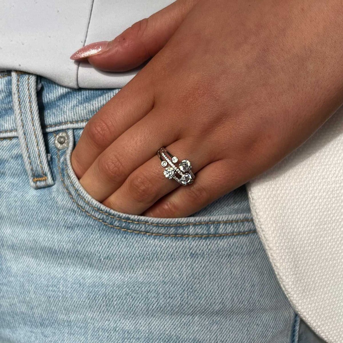 Absolute CZ Cluster Ring, Silver