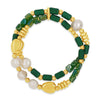 Absolute Set of Two Beaded Bracelets, Gold & Green
