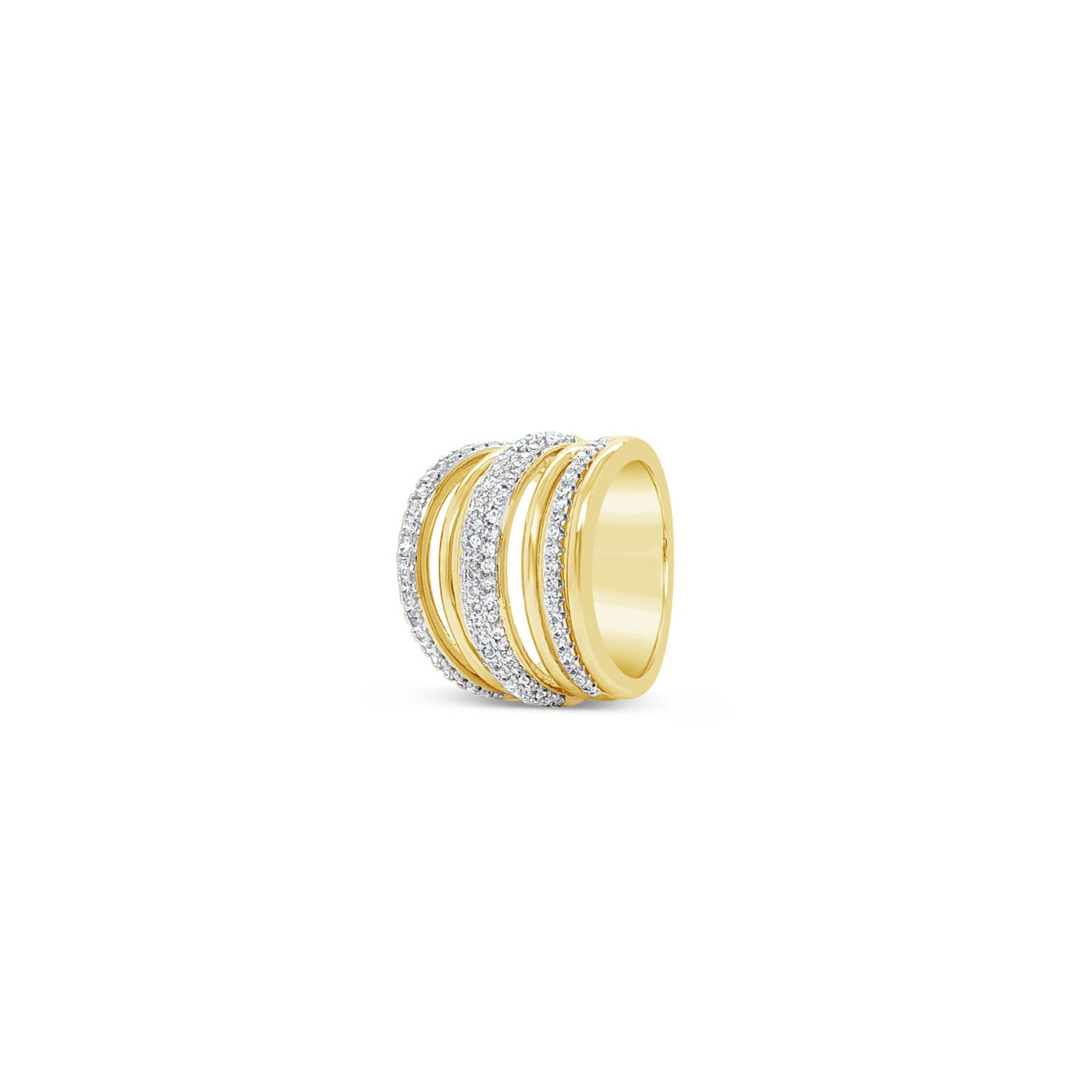 Absolute Six Row Pave Stone Ring, Gold - McElhinneys
