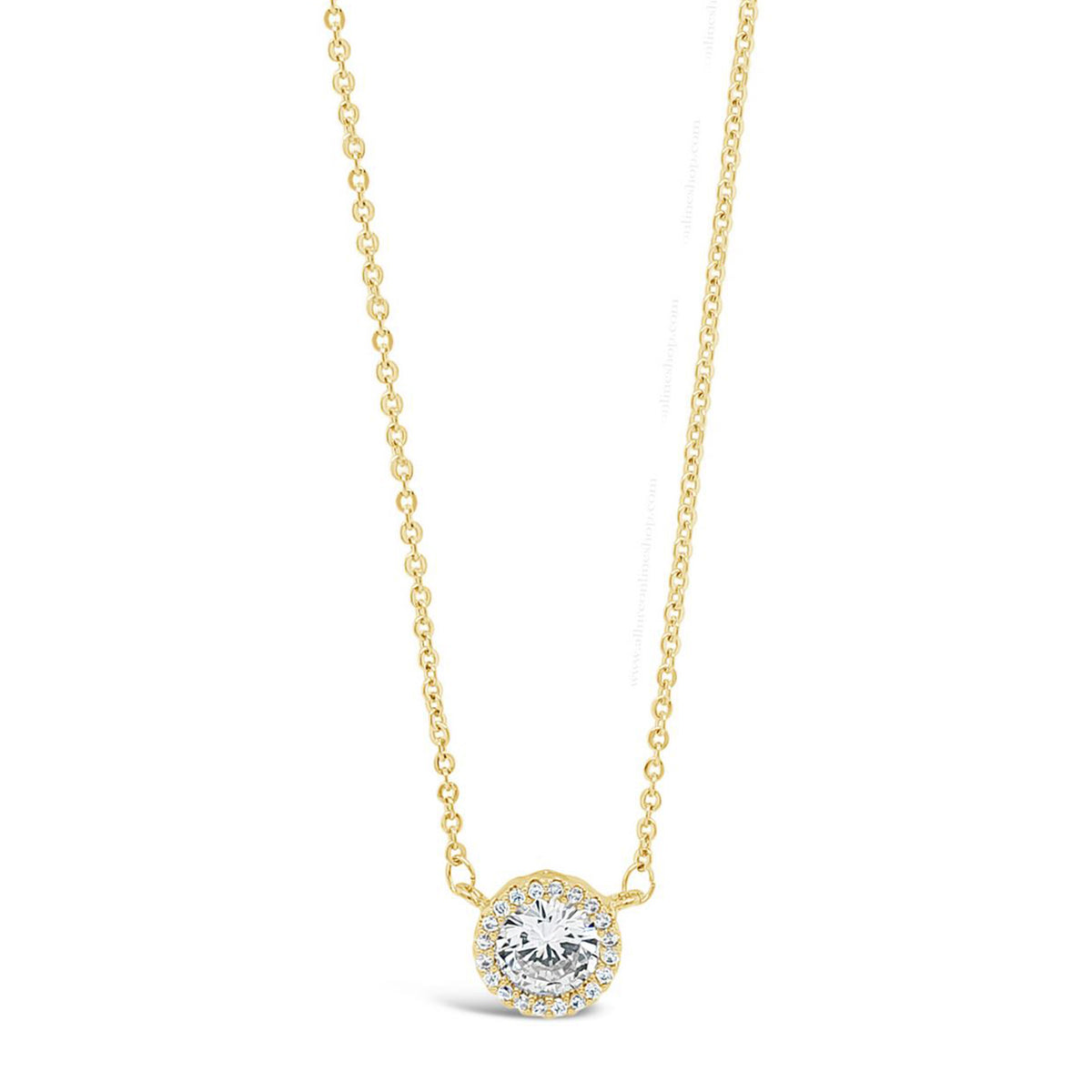 Absolute Gold Diamante Round Pendant Necklace, Gold