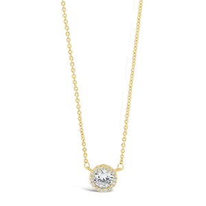 Absolute Gold Diamante Round Pendant Necklace, Gold