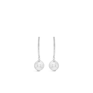 Absolute Sphere Long Drop Earrings, Silver