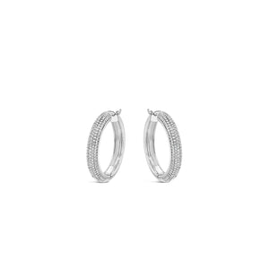 Absolute Sparkly Chunky Large Hoop Earrings, Silver
