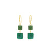 Absolute Green Square Bead Drop Earrings, Gold