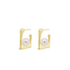 Absolute Square Pearl Hoop Earrings, Gold