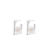 Absolute Square Pearl Hoop Earrings, Silver