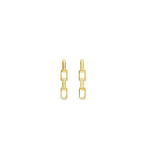 Absolute Squared Chain Link Earrings, Gold