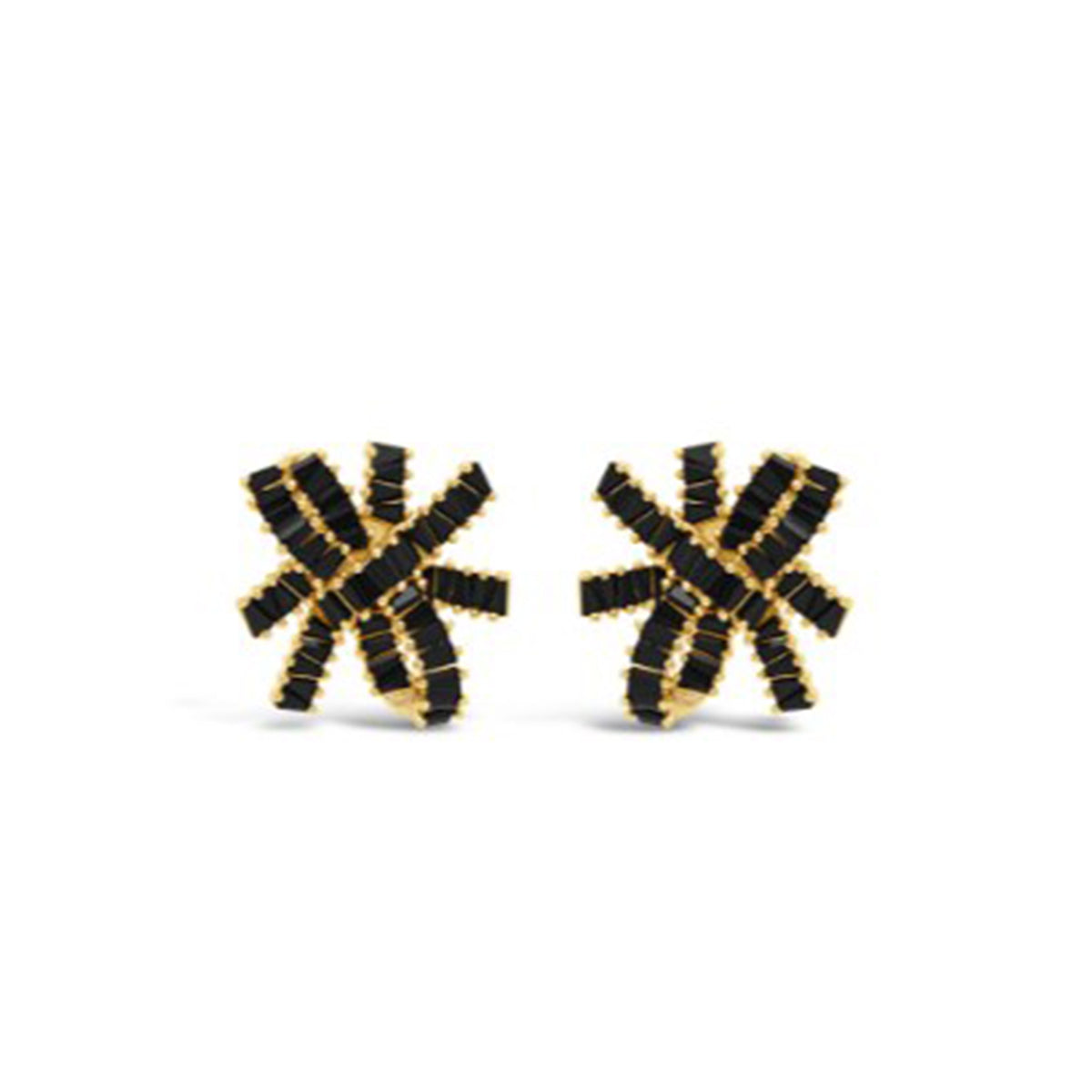 Absolute Star Bow Statement Earrings, Black & Gold