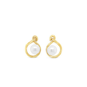 Absolute Swirl Loop Pearl Earrings, Gold