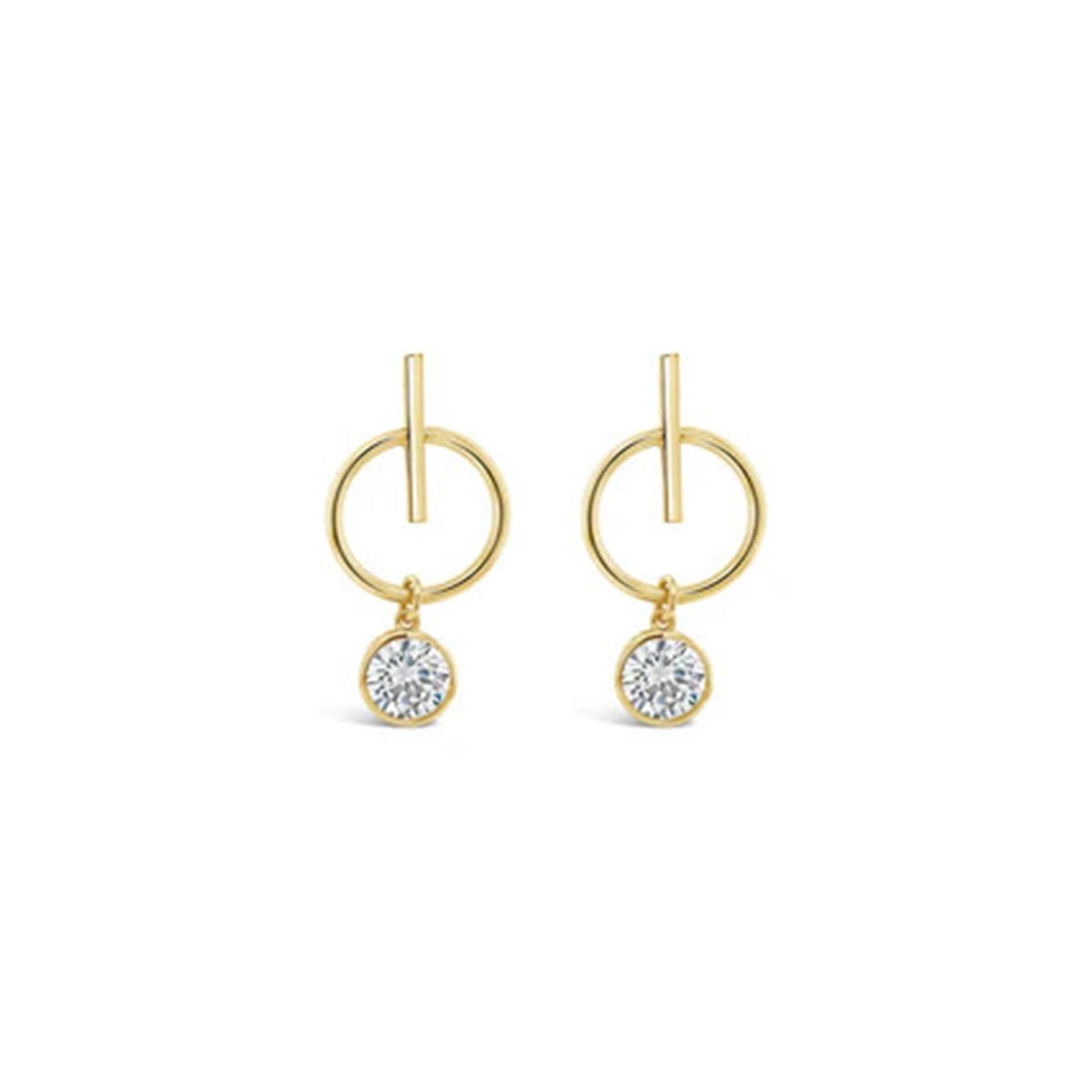 Absolute T-Bar CZ Earrings, Gold